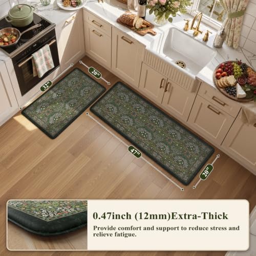 Collive Anti Fatigue Mats for Kitchen Floor, Dark Green 20"x47"+20"x32" - Image 2