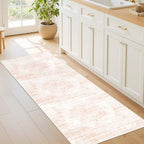 2x6 Runner Rug Non Slip for Entryway, Washable Runners for Kitchen, Soft Thin Hallway Rug for Bedroom, Laundry, Small Stain Resistant Indoor Door Mat(2'x6', Pink/White) - Image 3