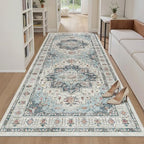 Madane 4x8 Wide Hallway Runner Rug Washable for Living Room, Blue by Madane