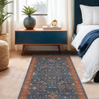 Washable 4x6 Small Rug for Living Room, Area Rug for Kitchen, Bedside, Large Entryway Indoor - Stain Resistant Non Skid Non Slip with Rubber Backing, Boho Aethestic Décor (4x6 Navy Blue) - Image 6
