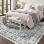 Madane 6x9 Area Rugs for Living Room, Soft Vintage Washable Rug, Blue - Image 3