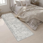 2.6x10 Washable Runner Rug:Modern Abstract Soft Carpet Black Grey - Image 5
