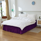 MEILA Wrap Around Elastic Bed Skirt for Queen & King Beds, 24" Drop,Purple - Image 3