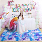 5x7 Tie-Dyed Blue Purple Pink Fluffy Area Rug Non-Slip for Kids Bedroom - Image 4