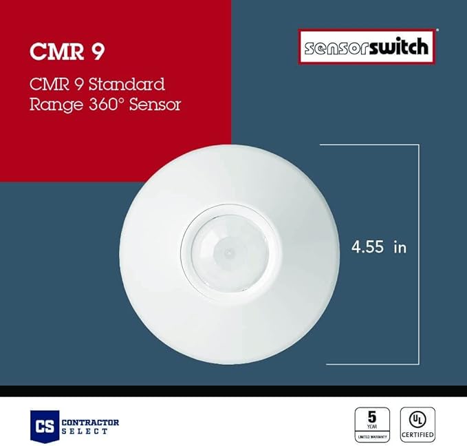 SensorSwitch Ceiling Motion Sensor, Passive Infrared PIR Occupancy Sensor, 360 Degrees Small Motion Detection, Indoor Use, Line Voltage, Standard Range