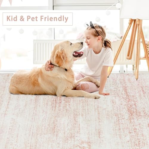 Pink Washable Rugs 5x7 Area Rugs for Living Room,Bedroom,Nursery,Carpet - Image 7