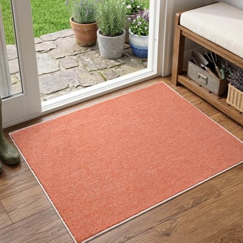 2x3 Orange/White Area Rug Washable Non-Slip Soft for Entryway Front Door by Unknown