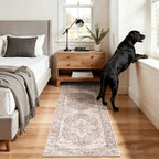 Lofus 2x8 Runner Rug for Hallways, Washable Kitchen Rugs, Non-Slip Rugs for Entryway and Bedroom, Vintage Boho Carpet, Soft Low Pile Long Runner Area Rug, Vintage Beige Brown - Image 3