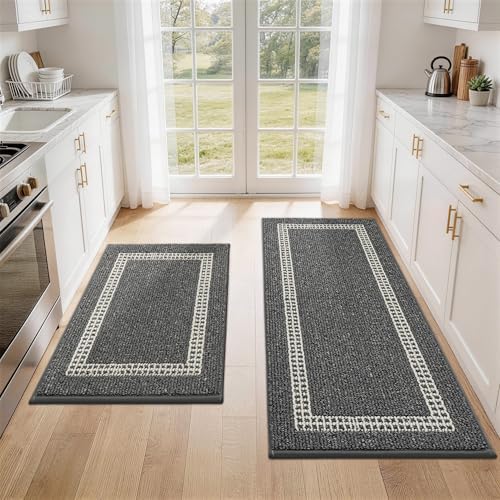 COSY HOMEER Kitchen Rugs Sets of 2 Non-Slip Washable,20"x30"+20"x48" by COSYHOMEER