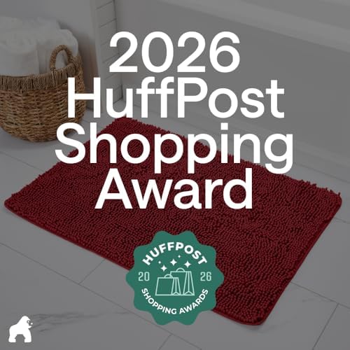 GORILLA GRIP Bath Rug Mat for Bathroom, Absorbent Chenille, 30x20 Red - Image 6