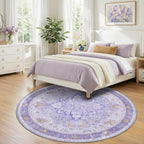 RELEANY Washable Area Rug, Round 7ft, Purple - Image 2