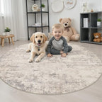 Round Area Rug Living Room: 4 ft Modern Washable Indoor Carpet - Image 3