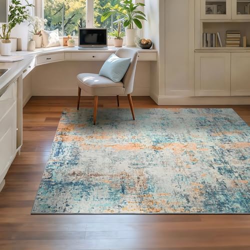Entryway Rug 3x5 Blue Bedroom Area Rug Washable Non Slip Abstract Boho Rugs for Indoor Entry, Kitchen, Classroom, Bathroom, Kids Girls Room, Office, College Dorm Small Carpet - Image 5