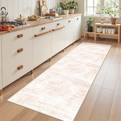 2x8 Runner Rug, Washable Runners for Hallways wirh Rubber Backing, Stain Resistant Kitchen Rug, Soft Thin Carpet Runner for Entrance, Bedroom, Living Room Indoor(2'x8', Pink/White) - Image 4