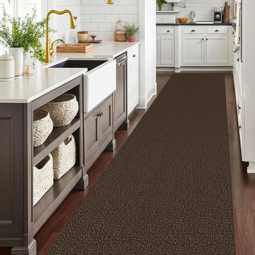 EARTHALL Washable Runner Rug, Non Slip Hall Runner, 3x14 Ft, Brown/Coffee - Image 6