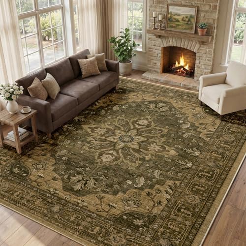 RELEANY Washable Area Rug, Large 10'x12', Brown/Dark Brown - Image 2