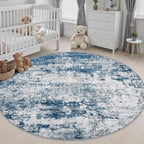Round Area Rug Living Room: 6 ft Modern Washable Carpet Blue - Image 5