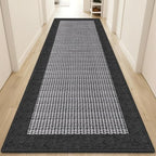 StepRite Kitchen Rugs, Kitchen Mats for Floor, 96"x24" Non-Slip Machine-Washable Kitchen Throw Rug, Absorbent Runner Rugs Office, Sink Standing Desk Mat, Decor Carpet, Black by Bringcushiontoyourlife