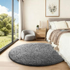 Ophanie Round Rug 4Ft Grey Circle Area Rugs, Fluffy Fuzzy Small Bedroom Carpet 4 Foot, Plush Shag Floor Gray Living Room Christmas Circular Decor for Kids Teen Boys Baby with Over 99 pcs Pile fibers - Image 3