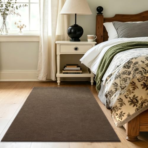 3x5 Beige Brown Solid Area Rug Washable Non-Slip Soft for Bedroom Kitchen - Image 4