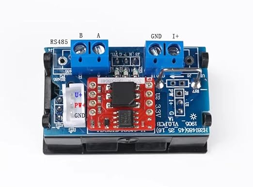 Taidacent Modbus RTU Power Monitor Energy Meter with RS485 TTL Isolated 100V 5A 10A 50A 100A DC Voltage Current Meter with Dual LCD Display (100V50A_Modbus Protocol_485 Isolation)