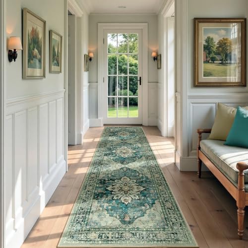 RELEANY Washable Area Rug, Runner 2'x7', Blue/Vintage Dark Blue - Image 2