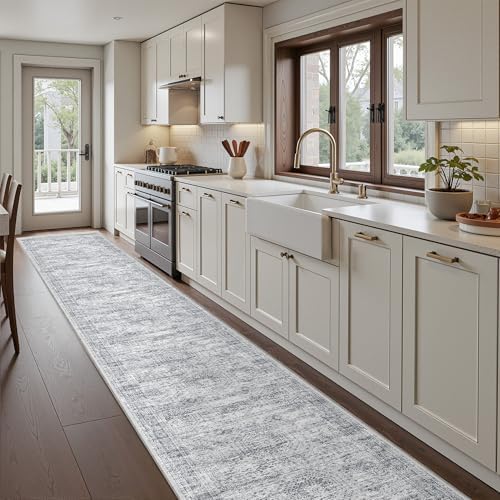 2'6 x 16' Runner Rug Non Slip,Washable Kitchen Rugs,Grey - Image 4