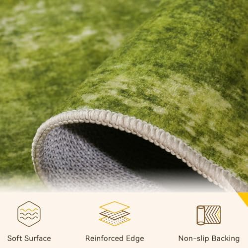 RELEANY Washable 5'x7' Abstract Area Rug for Living Room Grass Green - Image 5