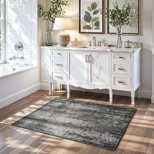 2x5 Black Rug Runners for Hallways Kitchen Runner Rug Non Slip Washable Black Long Runner Rugs with Rubber Backing Soft Abstract Carpet Runner for Bedroom, Kitchen, Bathroom, Entryway - Image 4