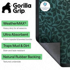 GORILLA GRIP WeatherMAX Door Mat, Indoor Outdoor Use, 47x35, Green Leaves - Image 2