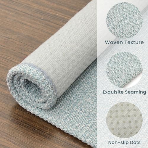 EARTHALL Washable Runner Rug, Non Slip Foyer Runner, 3x8 Ft, Turquoise/Gray - Image 5