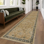Washable 2x10 Entryway Long Runners for Hallways, Kitchen Floor Mat for Indoor Entrance, Vintage Rustic Brown and Charcoal Olive Decor, Non-Slip Stain Resistant Low-Pile Throw Rug - Image 6