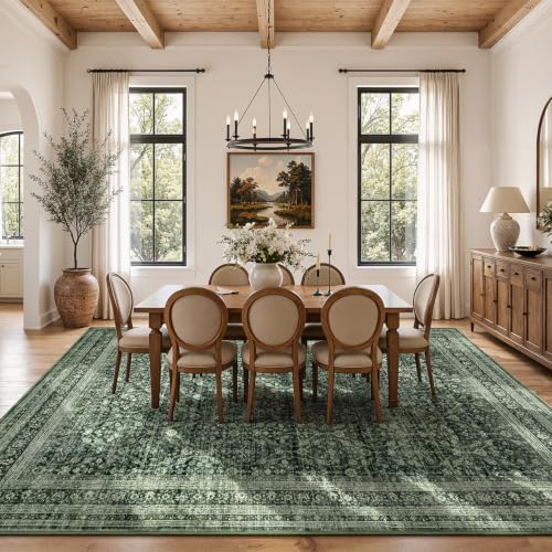 Lofus 9x12 Area Rug for Living Room, Non-Slip Washable Carpet,Green - Image 3