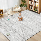 Area Rug 9x12 Living Room Rugs: Washable Modern Rug Large Non-Slip Soft Rugs Stain Resistant Printed Rug Indoor Carpet for Bedroom Kitchen Dining Room Nursery Playroom Home(Grey, 9'x12') - Image 3