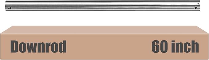 DPXMYG 60 inch Ceiling Fan Downrod with Extension Cord, 5 FT Brushed Nickel Downrod for Ceiling Fan, 1 inch Outside Diameter, Ceiling Fan Boom Suitable for a Wide Range of Fans (Nickel, Not Threaded)