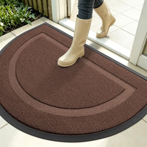 OLANLY Half Circle Front Door Mat Outside 35x23 All-Season Rubber Doormat by OLANLY