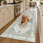 RELEANY Washable Area Rug, Runner 3'x10', Beige/Carbon Grey/Orange - Image 2