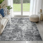4x6 Area Rugs for Living Room Washable Bedroom Dining Room Black Grey by Aelenmu