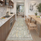 Madane Kitchen Runner 2'6''x8' Soft Rug Runners for Hallways, Green/Gold - Image 2