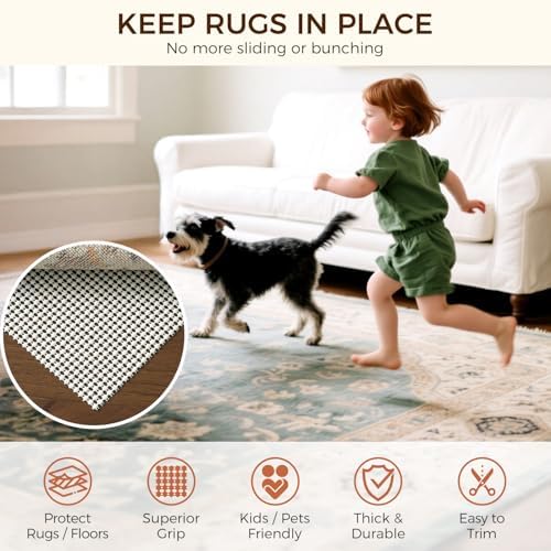 BAGAIL BASICS Round 4 FT Rug Pad Gripper for Hardwood Floors, Non Slip Rug Pads for Area Rugs, Extra Thick Under Rug Padding, Protect Your Rugs & Floors - Image 2