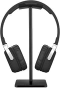 New bee Headphone Stand Headset Holder Earphone Stand with Aluminum Supporting Bar Flexible Headrest ABS Solid Base for All Headphones Size (Black)