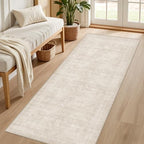 2x6 Hallway Washable Runner Rug: Neutral Kitchen Carpet Beige - Image 2