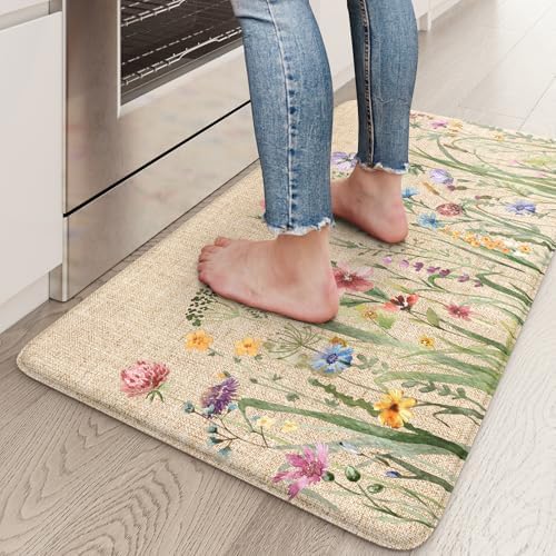 KIMODE Anti Fatigue Mats for Kitchen Floor 17.3"x29",Cushioned Kitchen Rugs by StayinComfortCookwithJoy