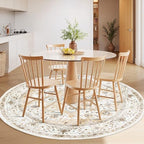 Amada Round 4x4 Washable Area Rug for Living Room, Beige, Vintage Style - Image 3