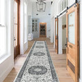 Hallway Washable Runner Rug - 2x10 Kitchen Rugs Entryway Rug Runner Vintage Soft Floor Mat Non Slip Indoor Farmhouse Carpet for Bathroom Living Room Bedroom (2 X 10, Grey) by HYHAOYUNLAI