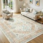 Lofus Living Room Rugs 5x7, Boho Orange and Beige Washable Carpet by Lofus