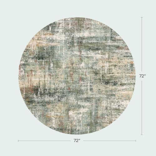 Lofus 6ft Area Rug for Living Room,Abstract Washable Rugs,Coffee/Green - Image 2