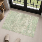 2x3 Washable Entryway Rug: Modern Abstract Soft Carpet Green Cream by FXRHLP