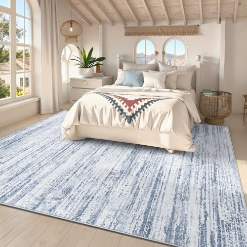 Area Rug 8x10 Living Room Rugs: Washable Modern Rug Large Non-Slip Soft Rugs Stain Resistant Printed Rug Indoor Carpet for Bedroom Kitchen Dining Room Nursery Playroom Home(Dark Blue, 8'x10') - Image 2