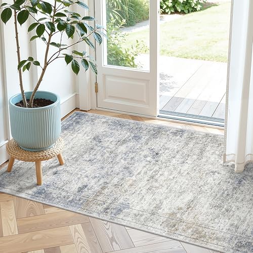 2x4 Rug Runners for Hallways Non Slip,Blue by Restydon